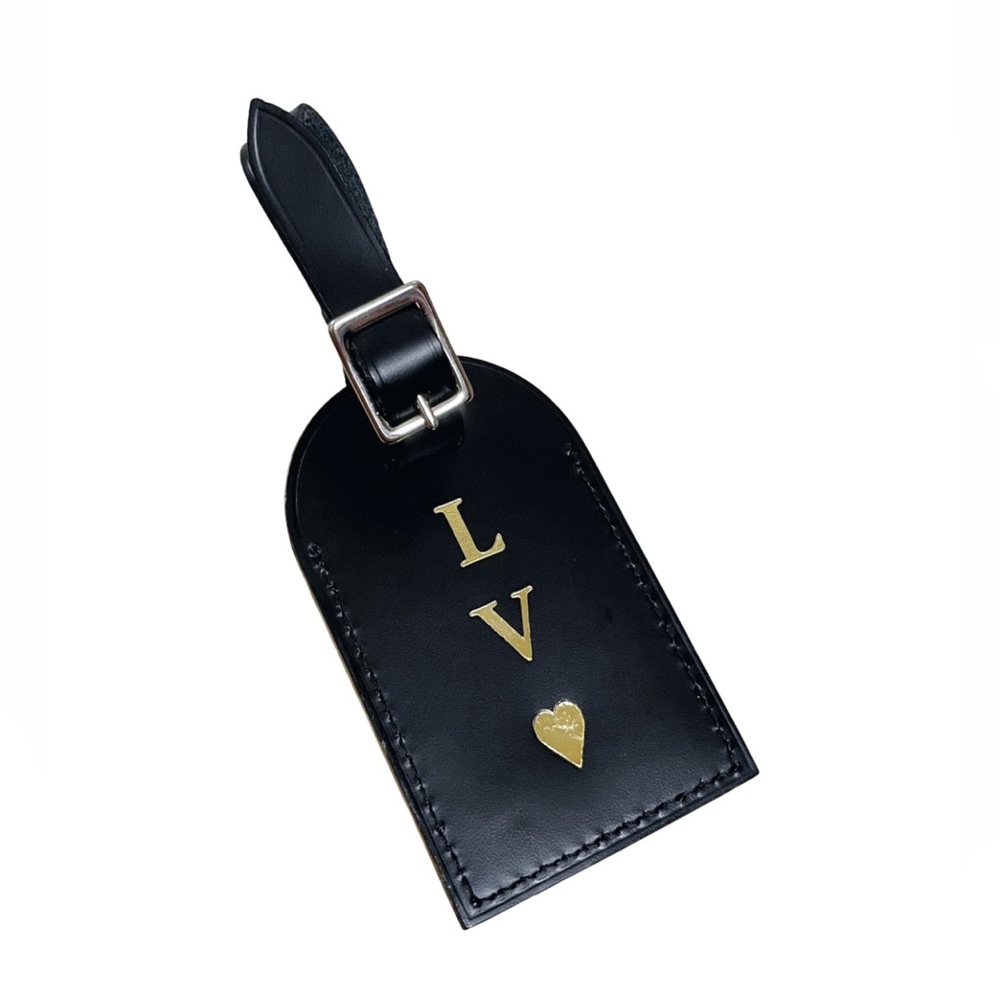 Authentic Louis Vuitton Black Heat Stamped Luggage Tag